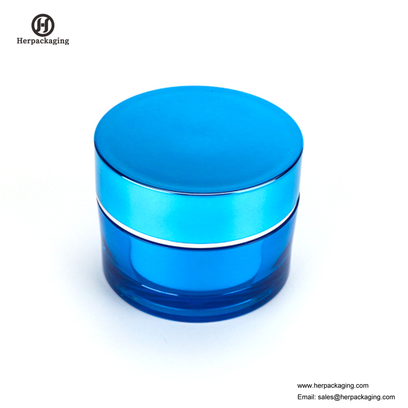 HXL212 Runde leere glänzende blaue Kosmetikdose Doppelwandbehälter Skincare Jar